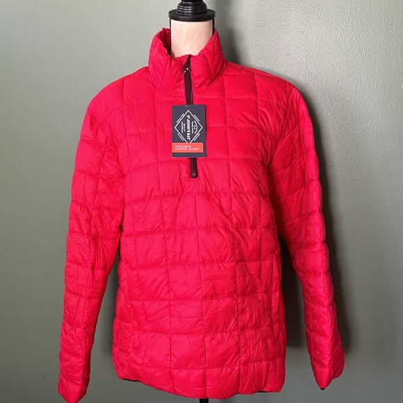 New women Sz M red St John’s Bay halfway zip puffer casual packable jacket coat - Picture 3 of 11